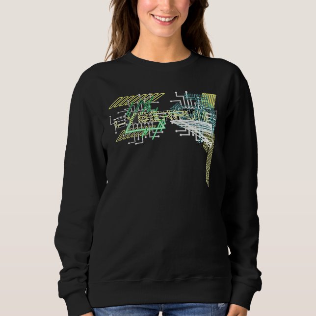 Cyber Punk Cyberpunk Trippy Acid Glitch Retro Futu Sweatshirt (Front)