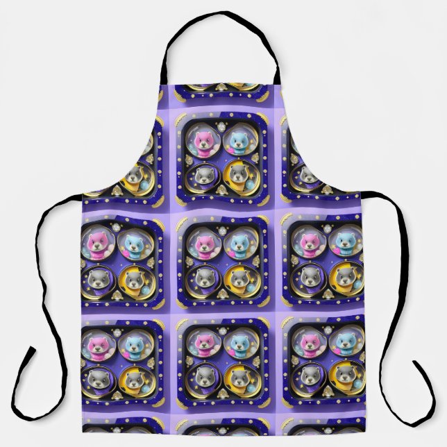 Cyber punk otters  apron (Front)