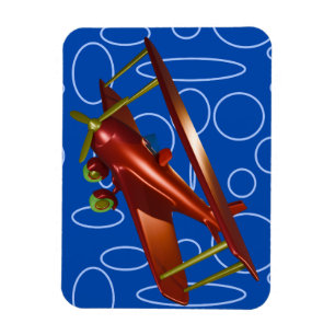 Cyber Red Popcorn Anime Bi-Plane flying amidst  Magnet