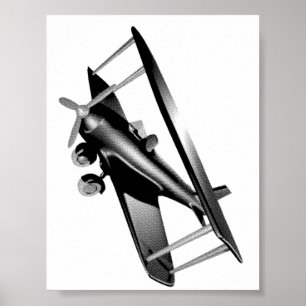 Cyber Red Popcorn Anime Bi-Plane flying amidst Poster