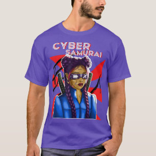 Cyber Samurai Girl Gamer Katana Japanese Art T-Shirt