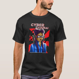 Cyber Samurai Girl Gamer Katana Japanese Virtual R T-Shirt