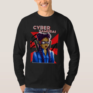 Cyber Samurai Girl Gamer Katana Japanese Virtual R T-Shirt