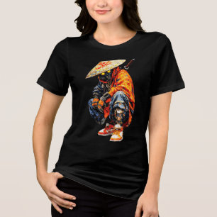 Cyber Samurai Palette Knife Orange Tri-Blend Shirt