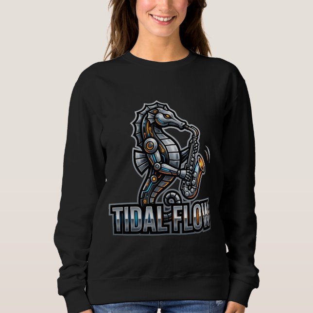 Cyber Seahorse Saxophone Sweatshirt (Front)
