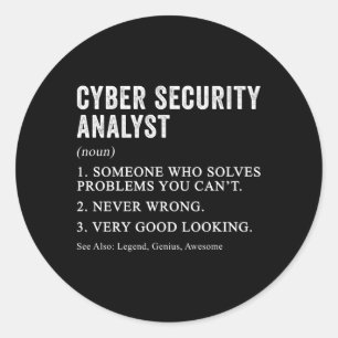 Cyber Security Analyst Definition Cybersecurity Hu Classic Round Sticker