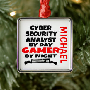 Cyber Security Analyst Loves Playing Video Games Metal Ornament