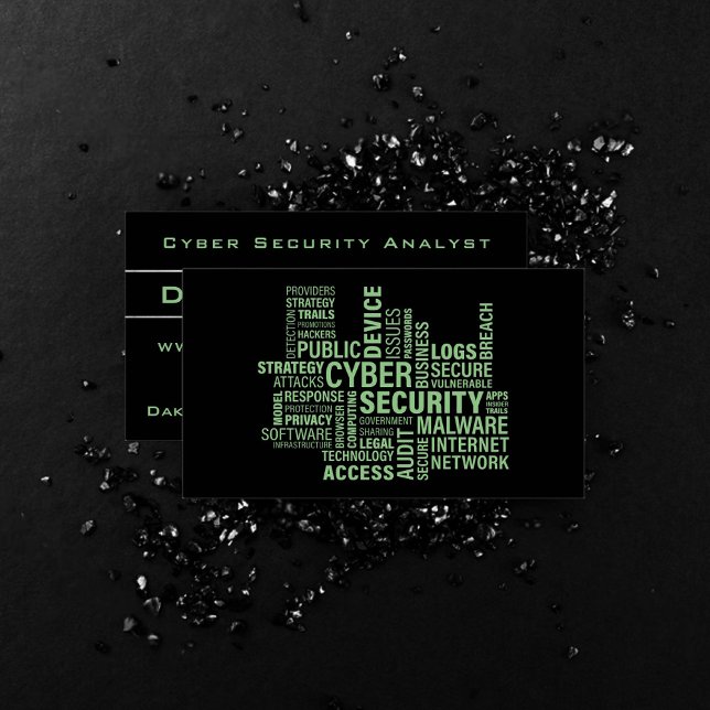 Cyber Security Analyst Professional Black Green Business Card (Creator Uploaded)