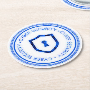 CYBER SECURITY BADGE SEAL ROUND PAPER COASTER