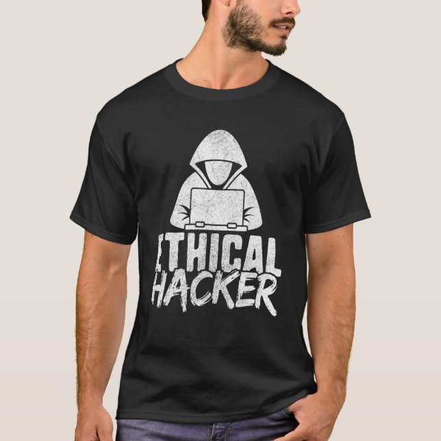 Cyber Security  For Men Geek White Hat Ethical Hac T-Shirt (Front)