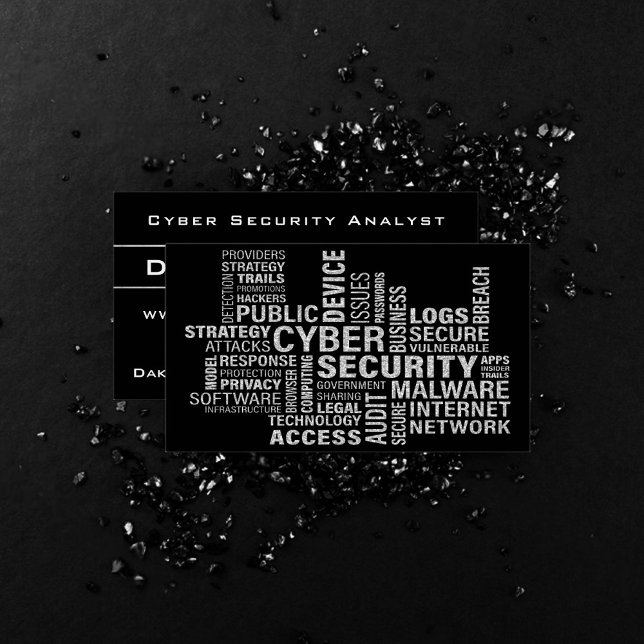 Cyber Security Intelligence Modern Silver Black Business Card (Creator Uploaded)