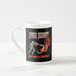 Cyber Security Knight Dragon Defence Bone China Mug