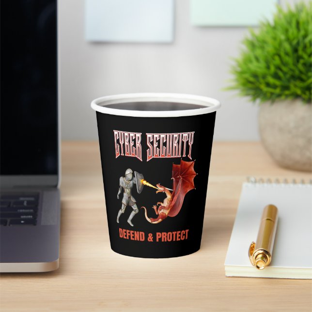 Cyber Security Knight Dragon Defence Paper Cups (Insitu)
