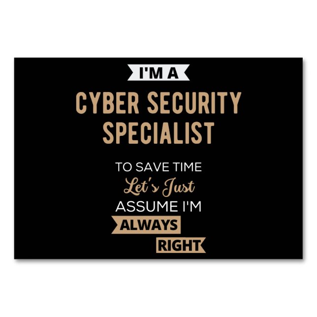Cyber Security Specialist Table Number (Front)