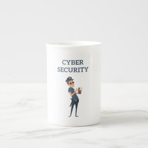 Cyber Security: The Cool Cop on Patrol Bone China Mug