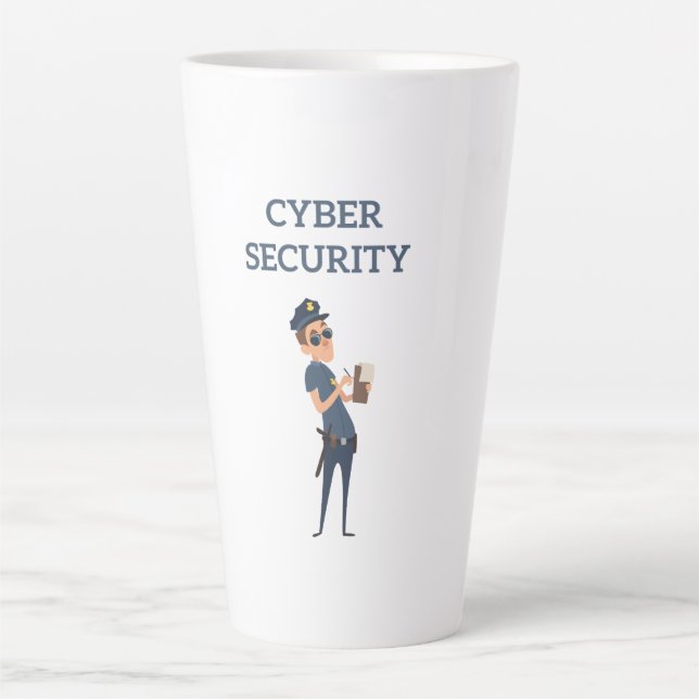 Cyber Security: The Cool Cop on Patrol Latte Mug (Front)