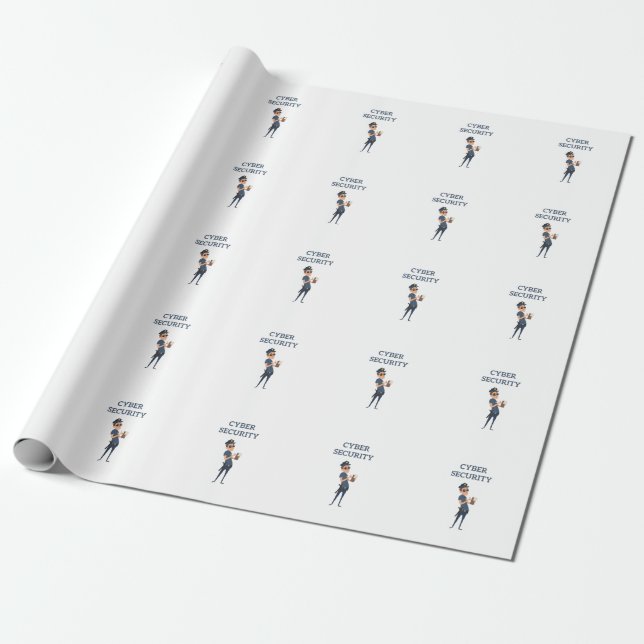 Cyber Security: The Cool Cop on Patrol Wrapping Paper (Unrolled)
