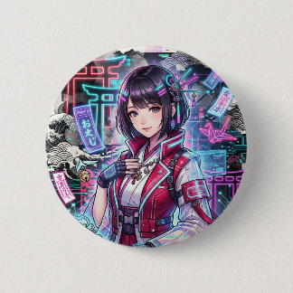 Cyber shrines and cyber shrine maidens 6 cm round badge
