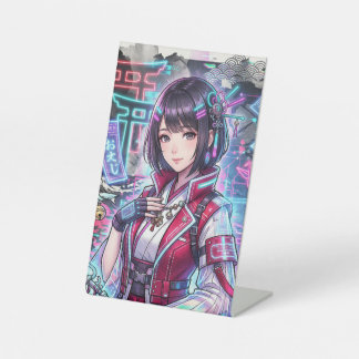 Cyber shrines and cyber shrine maidens pedestal sign