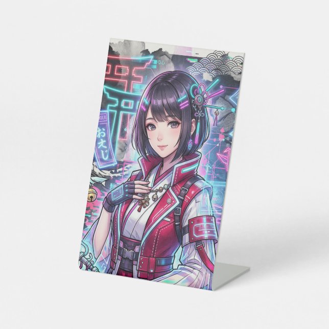 Cyber ​​shrines and cyber shrine maidens pedestal sign (Front)