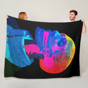 Cyber Skull – Futuristic Anatomy Art Fleece Blanket