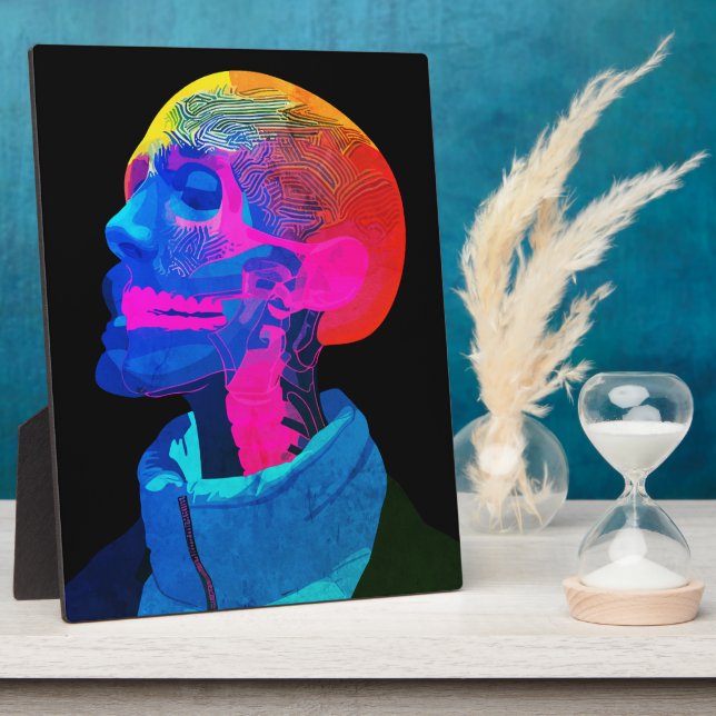 Cyber Skull – Futuristic Anatomy Art Plaque (Side)