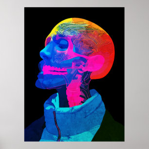 Cyber Skull – Futuristic Anatomy Art Poster