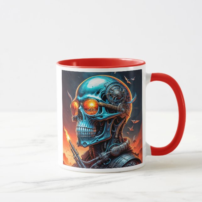 Cyber skull in fusion. mug (Right)