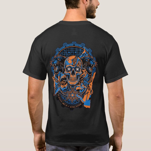 Cyber Skull Panther Shirt – Futuristic Mechanical  (Back)