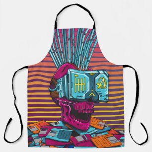 Cyber Skull Virtual Reality Cyberpunk floppy disc  Apron