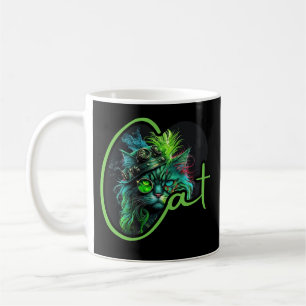 Cyber Steampunk Cat – Neon Futuristic Cat Lover Coffee Mug