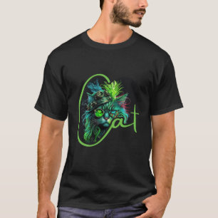 Cyber Steampunk Cat – Neon Futuristic Cat Lover T-Shirt