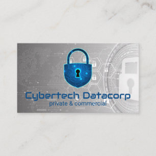 Cyber Tech Padlock Logo   Security Business Card