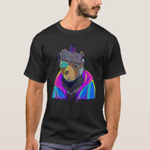 Cyber Vaporwave Aesthetic Futuristic Bear Robot T-Shirt