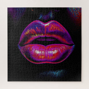 Cyber Venus Lips – Colourful Lips Portrait        Jigsaw Puzzle