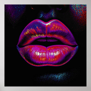 Cyber Venus Lips – Colourful Lips Portrait        Poster