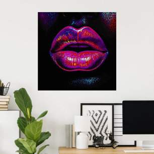 Cyber Venus Lips – Colourful Lips Portrait        Poster