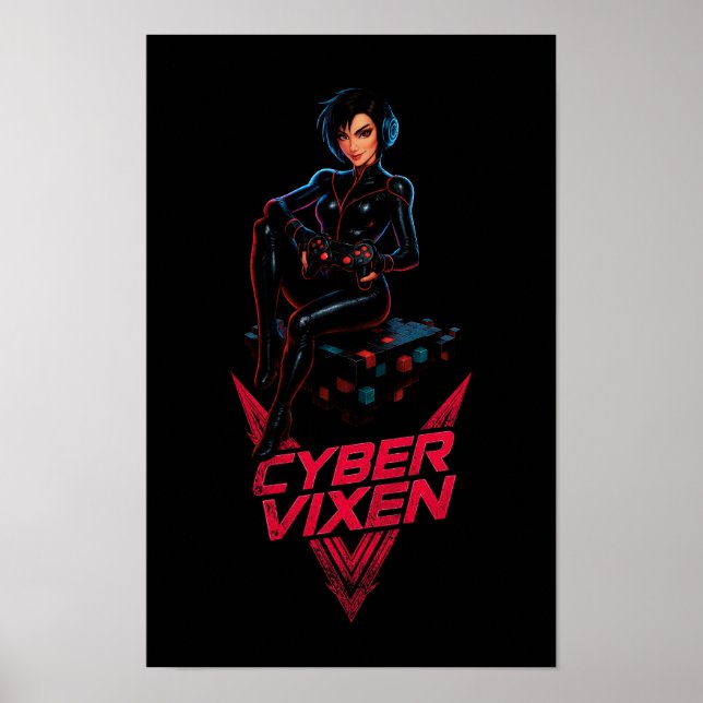 Cyber Vixen Gamer Girl Gaming Graphic - Video Game Poster (Front)