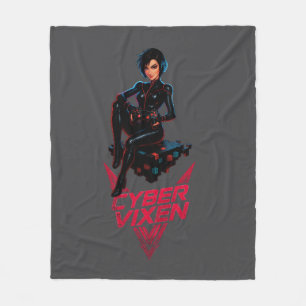 Cyber Vixen Gamer Girl - Gray Video Gaming Graphic Fleece Blanket