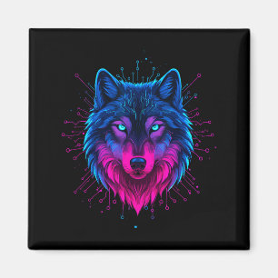 Cyber Wolf For Animal Lovers And Birthday And Birt Magnet