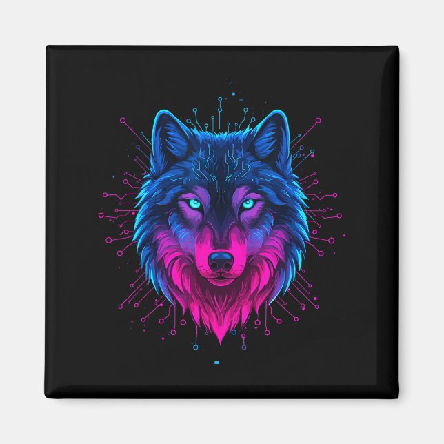 Cyber Wolf For Animal Lovers And Birthday And Birt Magnet (Front)