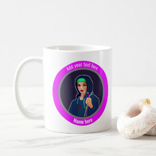Cyber Woman and Network Cables - add funny slogan  Coffee Mug