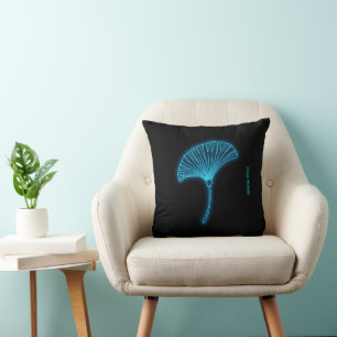 Cyber Zen Neon Ginkgo Pillow - Personalised Est. Y