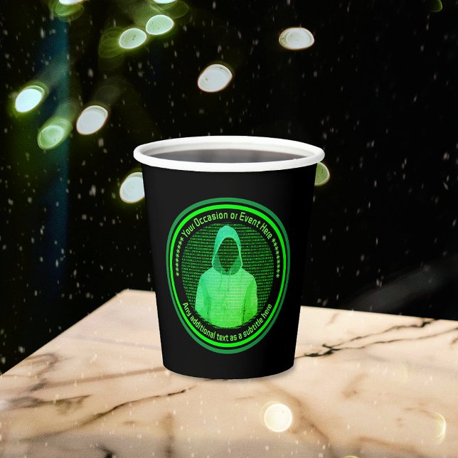 Cybercriminal computer hackers - custom event text paper cups (Creator Uploaded)