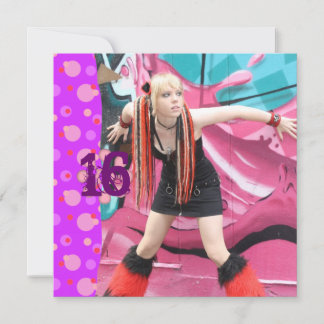 Cybergoth Pink Polka Dot Sweet 16 Birthday Invites