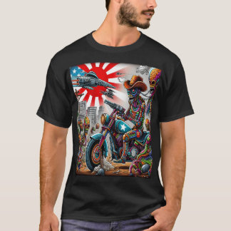 Cybernetic Bikers in Psychedelic Apocalypse T-Shirt