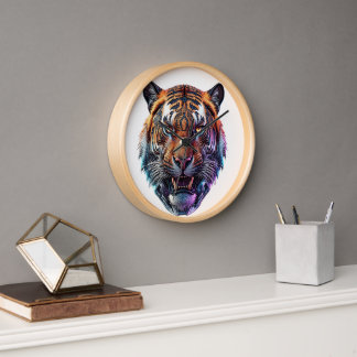 Cybernetic Bio-Mechanical Tiger Portrait Clock