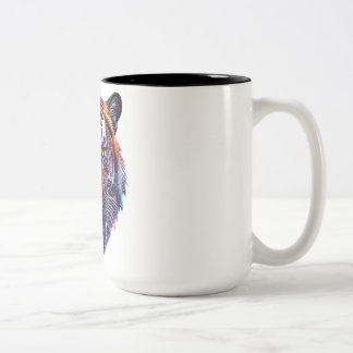 Cybernetic Bio-Mechanical Tiger Portrait Two-Tone Coffee Mug