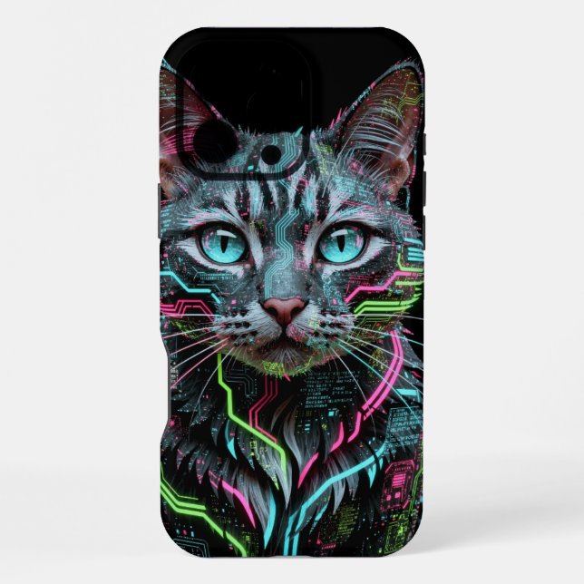 Cybernetic Cat Iphone Phone Case (Back)
