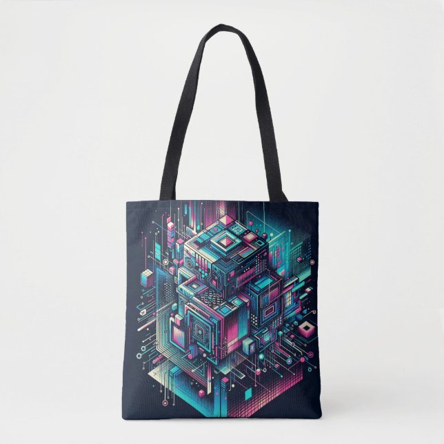Cybernetic Dreamscape Tote Bag (Front)